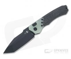 Heretic Knives Wraith Auto Tanto Black Elmax Jade G10 Bolster Carbon Fiber Automatic H100-4A-JADE