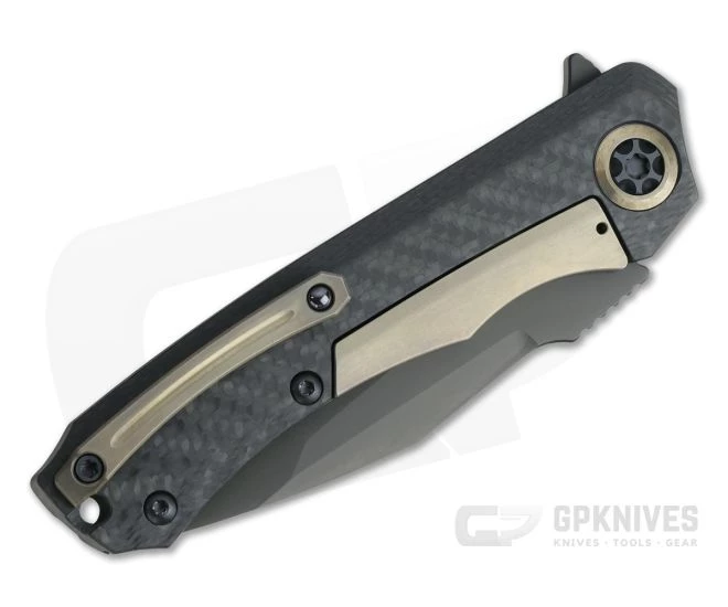 Heretic Knives Wraith Tanto DLC Elmax Chemtina Brass Integral Carbon Fiber Frame Lock Flipper H101-6A-CF/CHEM - Image 2