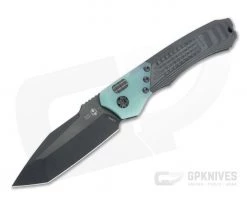 Heretic Knives Wraith Auto Limited Emerald G10 Bolster Two-Tone DLC Tanto Unidirectional Carbon Fiber Automatic 008