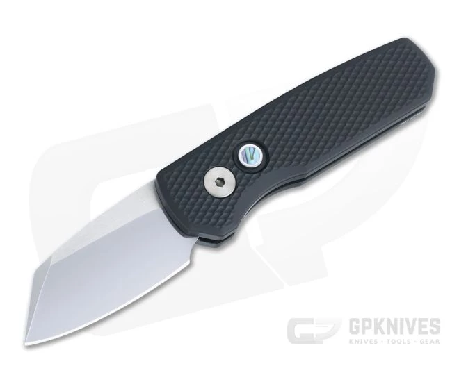 Protech Runt 5 Reverse Tanto Hand Ground Mirror CPM-20CV Black Textured Aluminum Automatic R5208