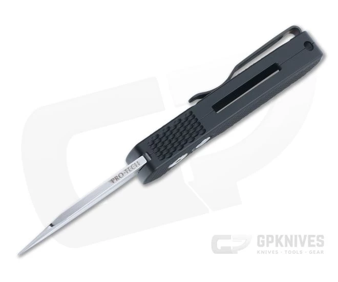 Protech Runt 5 Reverse Tanto Hand Ground Mirror CPM-20CV Black Textured Aluminum Automatic R5208 - Image 3