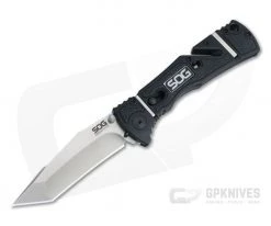 SOG Trident Elite Tanto Satin AUS-8 Black GRN Piston Lock Assisted Folder TF103-BX